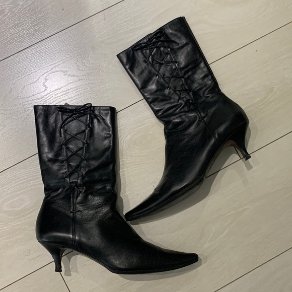 Banana Republic Black Leather Boots size 10 - Picture 3 of 17